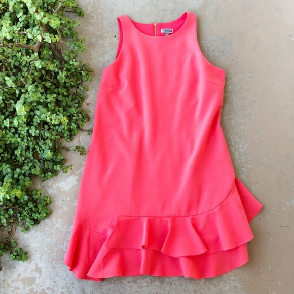 Chelsea28 Dresses & Skirts - Chelsea28 Coral Asymmetrical Ruffle Shift Dress